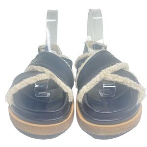 Alohas Marshmallow Sandal Black Leather with Shearling size 36/5